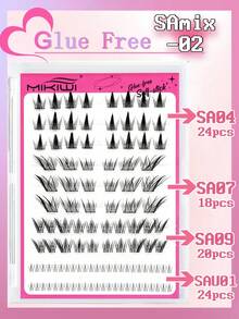 C Curl Self Adhesive Eyelashes Natural Wispy Pre Glued Lash Clusters No Glue Needed Press On Lashes Easy To Apply - 黑色 - 查看 12