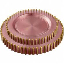 New  32 Piece Combo Plastic Dinner PlatDisposable Plastic Fancy Heavy Duty Party Dish7 Inch And 10 Inch, Translucent Rose And Gold Beaded - Hoa hồng trong suốt - Bộ sưu tập hạt vàng - Xem 6