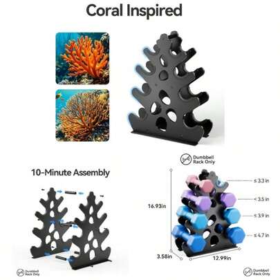 Dumbbell Rack Stand, Dumbbells Not Included With Protective Rubber Covers Home Gym, Compact A - Frame Design Weight Rack With Handle