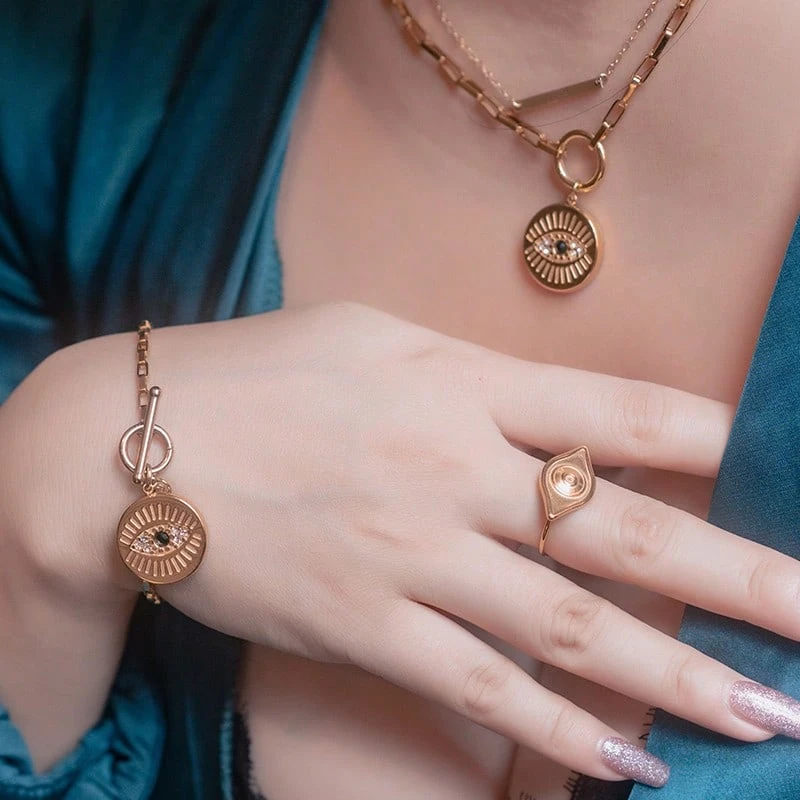 CLAU CRIS  Clau Cris Gold-Plated Unique Chain & Eye Bracelet BL4414