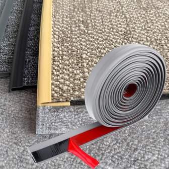 1 pieza 2m/78.74 pulgadas Tira de borde de alfombra de PVC de alta calidad, protector de borde de alfombra flexible autoadhesivo, cubierta de transición de baldosas para el umbral, tira de unión de borde de alfombra, tira de transición de piso, tira de conversión de piso, tira decorativa de sellado de puerta