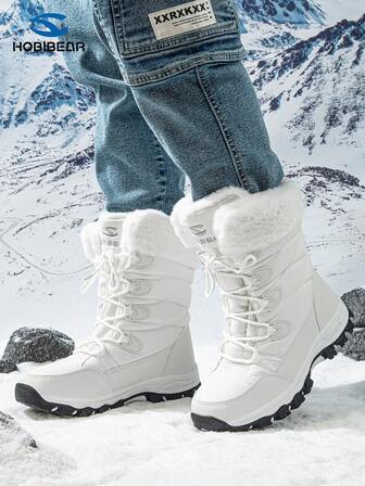 HOBIBEAR Women's Snow Boots, Lace-Up Anti-Slip Mid-Calf Boots, Women's Warm And Comfortable Snow Shoes For Walking In Snow, Men's Winter Outdoor Sports Boots