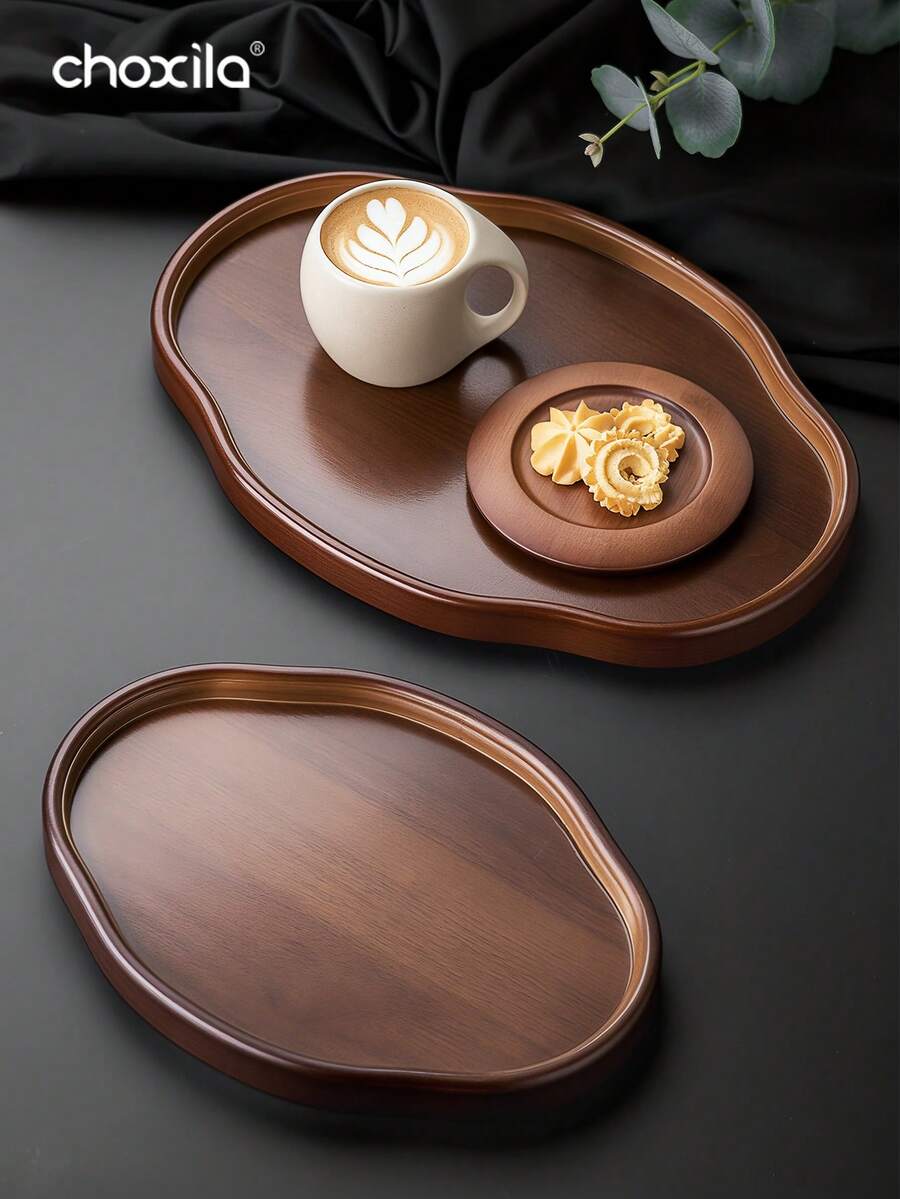 choxila 1个不对称木质托盘，可用作餐盘、娱乐托盘、复古风格茶盘、装饰展示托盘，也适合作为节日礼物。适用于家庭、办公室、酒店、卧室、下午茶和茶会。 - 托盤 - 查看 1