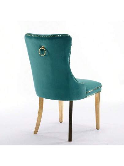 Furniture, Nikki Moderne Collection, High End Upholstered Solid Wood Contemporary Dining Stoel Chrome Stainless Steel Legs Nail Ornament, Set Of 2, Grijs Chrome, DE1701GY view 5