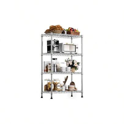 4 - Tier Heavy Duty Metal Storage Shelving Unit 454kg Capacity, Adjustable Wire Organizer Rack Home, Kitchen, Office, Or Garage 35Lx 60Wx 135H