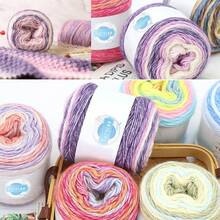 4 Skeins Cake Yarn For Crocheting, Gradient Cake Yarns 100g & 267 Yards Each, Super Soft Yarns Cake Rainbow Cotton Yarn For Making Colorful Crafts-Purple Gradient - 紫色 - 查看 6
