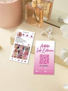 Customized Personalized Hair, Eyelash, Beauty Business Cards, 200/500/1000pcs, Double-Sided QR Code Social Media Contact Cards, Customized Photo & Text Business Card Template Design