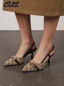 أحذية نسائية ذات كعب عالي وأصبع مدبب مع إبزيم، تطريز زهري رجعي وأشرطة خلفية، أحذية رسمية نسائية مريحة