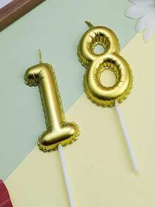 1-2 złote faliste świeczki urodzinowe z cyframi 0-9, marzycielskie, gwiaździste niebo, złote kropki, kreatywne świeczki urodzinowe z cyframi - Złoto - Zobacz 4