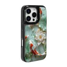 for Lotus fish pond patterned, The practical TPU phone case with pattern design features a card slot and multiple functions such as bank cards and public transportation cards. It is suitable for iPhone16promax, 16 15pro 14PLUS, 13 12Pro Max series. - ブラック - チェックする 1