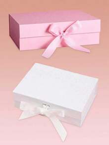 1pc Foldable Magnetic Closure Gift Box,Solid Color Foldable Gift Box,Wedding Party Ribbon Gift Box, White, Pink, Black Packaging Box, Wedding Souvenir Gift Box, Flip Ribbon Gift Box, Halloween, Thanksgiving, Christmas Gift Box, Suitable For Birthday Parties, Holiday Party Gift Box, Wedding Gift Storage Box ﻿,Christmas
