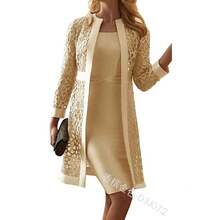 New Women's Lace Cardigan Dress Two-Piece Jacket - trắng - Xem 4