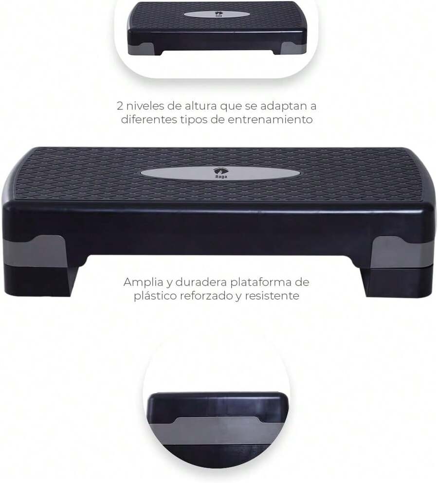 Raganet, Banco de Aerobics, Step Ajustable a 2 Alturas (10 y 15 Cm), Superficie Antideslizante, Plástico Reforzado - 1 - Ver 1