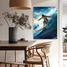 Framed 1PC Room Decor Jesus Surfing On The Sea Poster Christian Decorative Painting Suitable For Living Room, Bedroom, Office, Home Decoration Room Decoration - 框架 - 查看 4