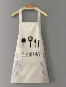 1PC Waterproof Oil-Proof Kitchen Apron, Adjustable Cooking Apron For Men And Women, Chef Apron With Side Towel, Baking Apron, Home Kitchen Apron, Adult Apron, Multiple Colors - Multicolor - View 5