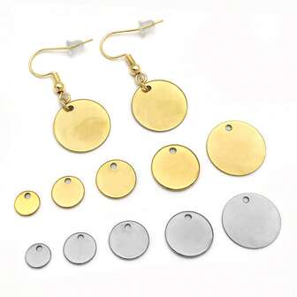 10/30pcs Small Round Blank Stainless Steel Stamping Tag Charms Stamping Blanks Smooth Polished Flat Round Disc Pendants For DIY Bracelet Earring Necklace Charms Jewelry Making