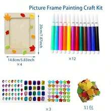 21 件北欧风格天然松木框架绘画艺术工艺套件，水性涂料和高透明度水晶钻石贴纸装饰，包括 5 个未完成的木框 + 12 支迷你水彩笔 + 4 张 DIY 贴纸，适合青少年和成人、生日礼物、节日装饰、亲子手工、季节性家居 DIY 艺术套装 - 彩色 - 查看 10