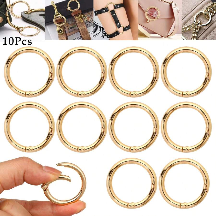 10 piezas de 33mm Anillos en O de resorte de gatillo Ganchos de metal redondos Mosquetones Adecuados para manualidades DIY, llaveros, billeteras y bolsos - Multicolor - Ver 1