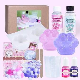 18pcs/Set Transparently Taba Squishy Kit,Make Your Own Squishies With 100ml 1:1 AB Liquid Silicone,Making Cat's Claws, For Super Soft DIY Squishy Making,Perfect For Beginner Squishy Makers,Jewelry Casting Tools