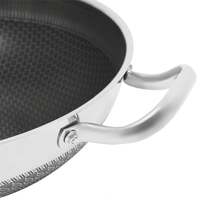 eusmeyusnt Skillet mit Deckel, Tri-Ply Edelstahlpfanne, Kochpfanne, 34/36cm Non-Stick Paella Pfanne, Skillets und Bratpannen, Antiklebstoffen Küchenofen Safe Skillet - Silber - Übersicht 10