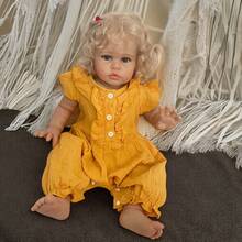 NPK 24英寸重生艾莉娃娃，幼儿新生儿娃娃，公主女孩，逼真柔软触感3D皮肤艺术娃娃，手工植发 - 布身體 - 查看 7