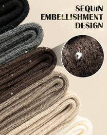 Leg Warmers For Women Girls Y2k Knit Ruffle Leg Warmer Winter With Sequin, Kawaii Long Sock Goth Harajuku Accessories,27466215 - 咖啡棕 - 查看 2