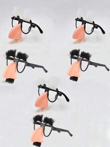 2pcs/1pc Funny Retro Black & White Mustache Plastic Nose Glasses, Birthday Party Magician Prank Masquerade Decorations - Multicolor - View 13