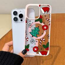 Funda navideña para phone 17 Pro Max (1 unidad), diseño de árbol, sencilla y elegante, con imán, compatible con los modelos 11/12/13/14/15/16/17//Pro/Plus/Pro y S22/223/824/S25/Ultra/FE, y compatible con carga inalámbrica. Ideal para regalar a amigos, también se puede usar en ocasiones especiales como Año Nuevo, San Valentín, etc. - Rosa - Ver 3