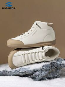 HOBIBEAR Leather Barefoot Boots Zero-Drop Wide Width Minimalist Shoes Unisex Mid Top Walking Boots - Beige - View 3