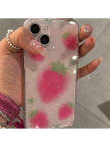 Transparent TPU Cases With Glitter And Strawberry Pattern - 彩色 - 查看 2
