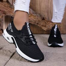 Cómodos zapatos deportivos casuales para mujer, oferta especial, transpirables, para otoño, suela antideslizante, parte superior de malla, adecuados para ir al trabajo, actividades al aire libre, ejercicio, senderismo, tenis y caminar - Negro, regalo del Día de San Valentín para mujeres, cómodos, oferta especial, suela blanda seleccionada, asequible, adecuados para la playa, vacaciones, campamento, caminata casual, zapatos deportivos para senderismo - Negro - Ver 5