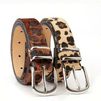1 pieza Cinturón decorativo con estampado de leopardo retro, tela de felpa, estilo chic del milenio, otoño/invierno