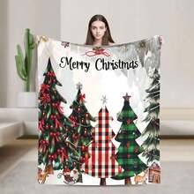 280gsm BlanketChristmas Tree Blanket - Soft, Warm And Comfortable Flannel Shawl Naps, Camping And Travel - Family And Loved Ones-280GSM - Multicolor - View 2