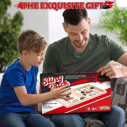 Fast Classic Slingshot Puck Game, Wooden Hockey Board Games For Family Night, Table Game For Adults And Kids, 2 Play...
