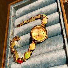 1pc New Gold-Plated Cat Eye Fashion Ladies Watch, Multiple Colors Available - Cute, Romantic, Retro, Elegant, Minimalist, Boho Style, Women's Quartz Watch, Suitable For Daily Wear Or As Birthday/Holiday Gift - Gold - View 7