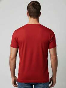 Kit Of 2 Men's T-Shirts 100% Cotton Tshirt Max T Clothing Summer Fashion Basic Everyday Wear - 紅色 - 查看 2
