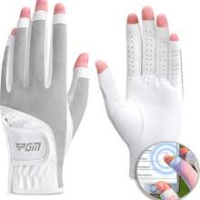 1 Pair Women's Golf Gloves, Open-Finger Design, Breathable Mesh Fabric, Improved Grip System - Grey - View 11