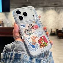 Miniso Disney Zootopia Phone Case Judy Hopps  And Nick Wilde , Along With Elements Like The "Zootopia" Logo, "Downtown Tundratown" Signs For IPhone 17/17 Pro/17 Pro Max/17 Air/16/15/14/13/12/11/X Series,Iphone 17 Pro Max Case,Iphone 17 Pro Case,Iphone 17 Case,Stocking Stuffers,The Girlfriend,The Chosen,Early Fall Fashion - 透明的 - 查看 4
