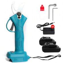(2 Batteries)Electric Pruning Shears 30mm Secateur Cordless Brushless For Makita 18V Battery Cutting Branches - Baby Blue - View 12