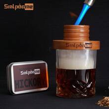 Smlpuame 1 Set, Smoked Wood Cocktail Lid Set: Wooden Smoker Kit For Bourbon Whiskey, Home Bar Supplies - Khaki - View 2