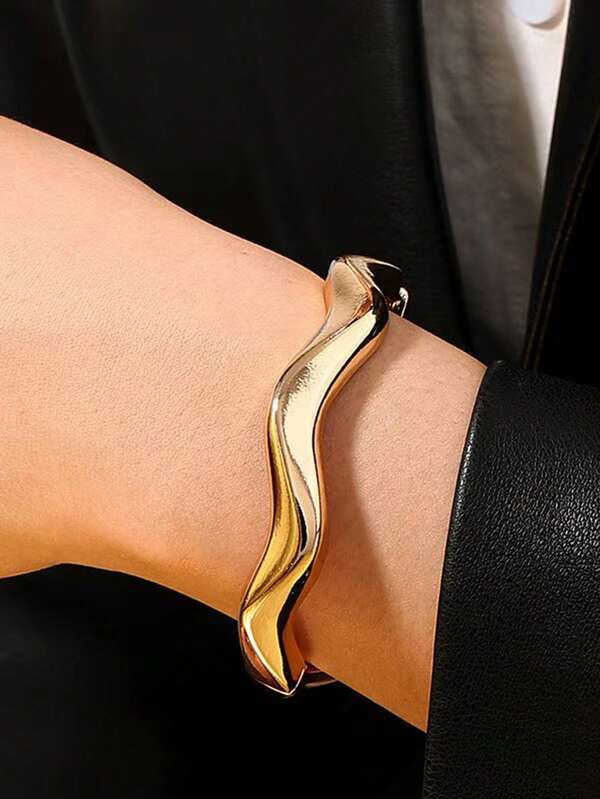 1 pieza Brazalete de metal irregular y suave con diseño exagerado y creativo, accesorio de joyería de moda para mujeres