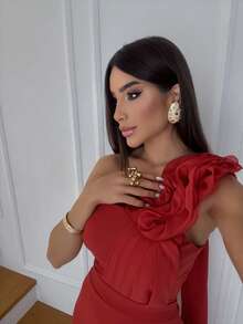 Long, Non-Sparkly Chiffon Party Dress For Bridesmaid, Graduation, Wedding, Or Floral Dress. - Terracota - Ver 3