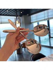 2 Extra Large Stainless Steel Spoon - Polished Surface, Durable And Thickened Design, Suitable For Homes, Hotels, Canteens And Restaurants, Durable Kitchen Utensils, Cooking, Buffet Spoons, Family Dinner Supplies, Party Supplies - Bạc - Xem 1