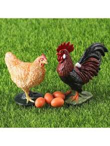 儿童认知动物仿真模型农场家禽母鸡鸭鹅下蛋玩具