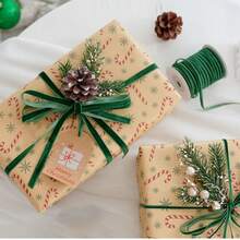 1Roll 50 Yards Burgundy Velvet Ribbon Spool,Green Velvet Ribbon Single Face Forest Green Velvet Ribbon For Christmas Tree Ornaments, Gift Wrapping, Wreath Decor, Fall Decor, Invitations, Bows, Flower Bouquet - Multicolor - View 4