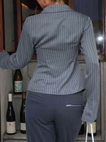 SOLTRB Women's Retro Fashion Casual Versatile Modern Commute Solid Color Tie Metal Eyelet Knot Shirt, Office & Everyday Wear