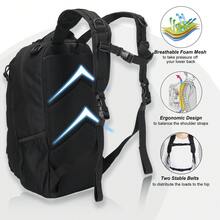 黑色战术迷你背包，男女通用，时尚小巧的MOLLE系统背包，带有美国国旗贴片，户外休闲日用背包，适合旅行、徒步、日常街头穿着，时尚紧凑型背包，多隔层和网状口袋 - 彩色 - 查看 3