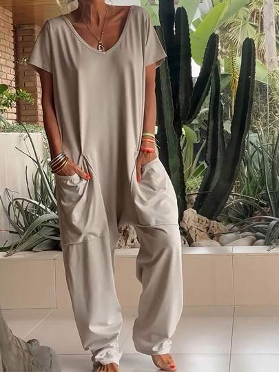 Women's Casual Home Daily Jumpsuit, Jumpsuit, Workwear, Suitable For All Seasons, Minimalist Women's Clothing