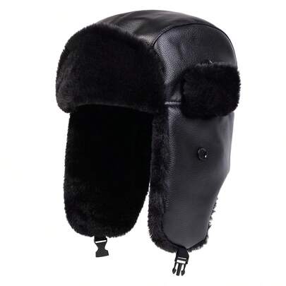 1 pezzo Cappello bomber nero da uomo, con fodera termica regolabile, protezione solare casual, adatto per primavera/autunno, attività all'aperto, viaggi, spiaggia, feste, estate, vacanze, festival