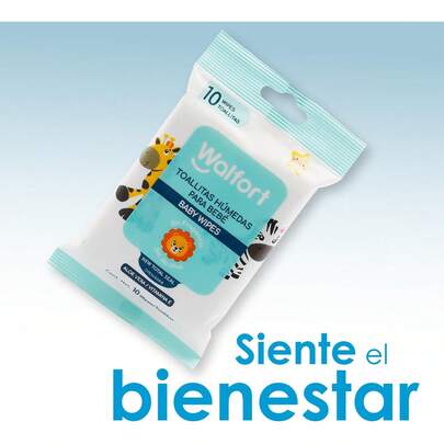 Walfort.| Toallitas húmedas para bebé.Limpieza suave y delicada para la piel de tu bebé.Resistentes y sin alcohol.Caja con 12 paquetes con 10pzs c/u